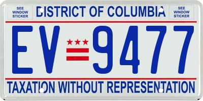DC license plate EV9477