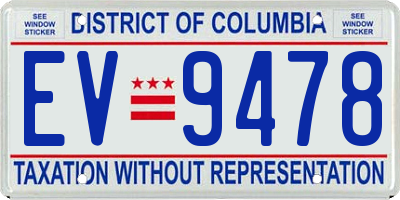 DC license plate EV9478