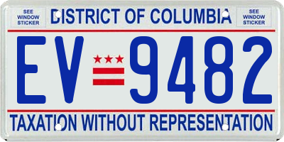 DC license plate EV9482