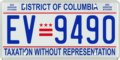 DC license plate EV9490