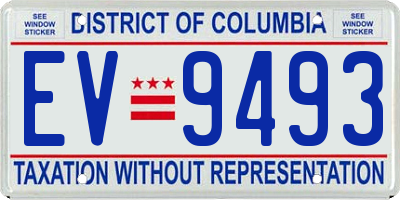 DC license plate EV9493