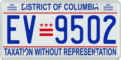 DC license plate EV9502