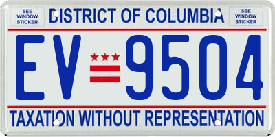 DC license plate EV9504