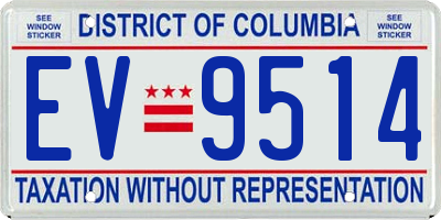 DC license plate EV9514