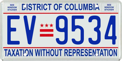 DC license plate EV9534