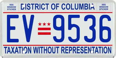 DC license plate EV9536
