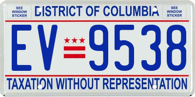 DC license plate EV9538
