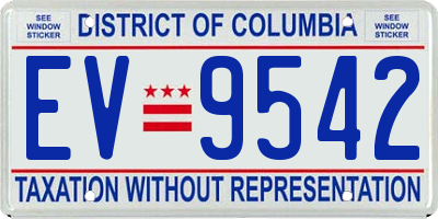 DC license plate EV9542