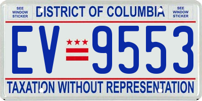 DC license plate EV9553