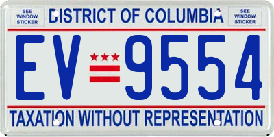 DC license plate EV9554