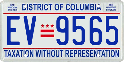 DC license plate EV9565