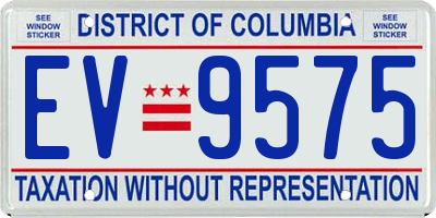 DC license plate EV9575