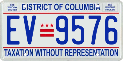 DC license plate EV9576