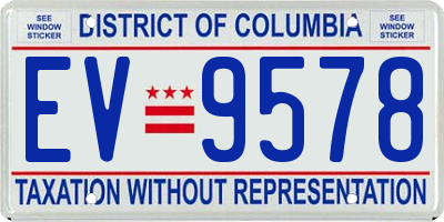 DC license plate EV9578