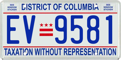 DC license plate EV9581