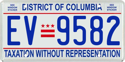 DC license plate EV9582