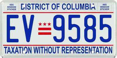 DC license plate EV9585