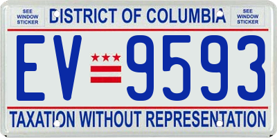 DC license plate EV9593