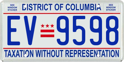 DC license plate EV9598