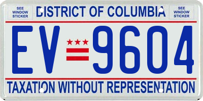 DC license plate EV9604