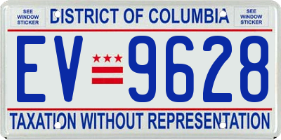 DC license plate EV9628