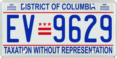 DC license plate EV9629