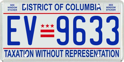 DC license plate EV9633