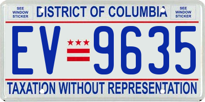 DC license plate EV9635