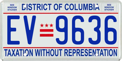 DC license plate EV9636