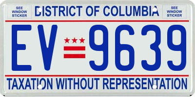 DC license plate EV9639
