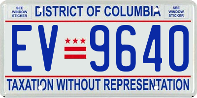 DC license plate EV9640