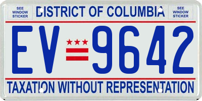 DC license plate EV9642