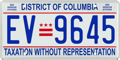 DC license plate EV9645