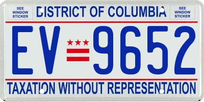 DC license plate EV9652