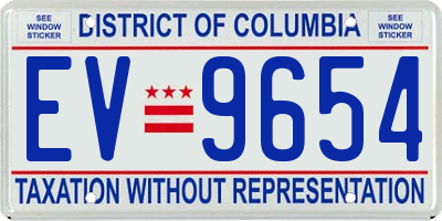 DC license plate EV9654