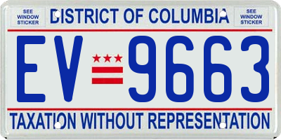 DC license plate EV9663