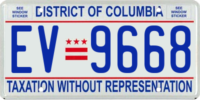 DC license plate EV9668