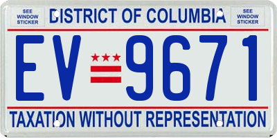 DC license plate EV9671