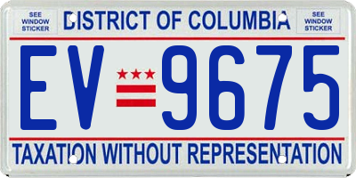 DC license plate EV9675