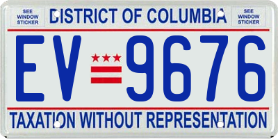 DC license plate EV9676