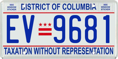 DC license plate EV9681