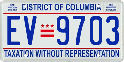 DC license plate EV9703