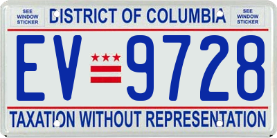DC license plate EV9728