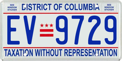 DC license plate EV9729