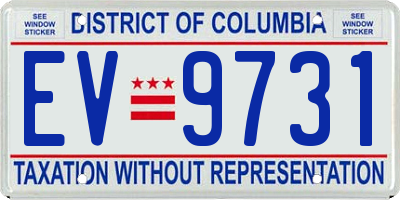 DC license plate EV9731