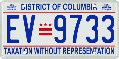 DC license plate EV9733