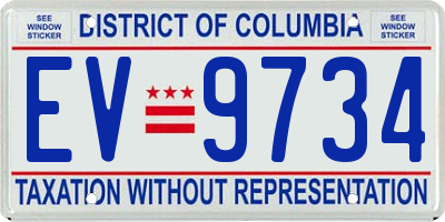 DC license plate EV9734