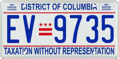 DC license plate EV9735