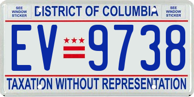 DC license plate EV9738