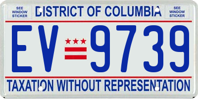 DC license plate EV9739